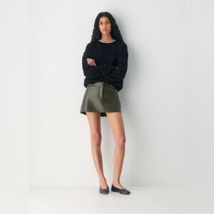 NWT Aritzia Wilfred REN Faux Leather Mini Skort Sz 10/M Green Zipper front